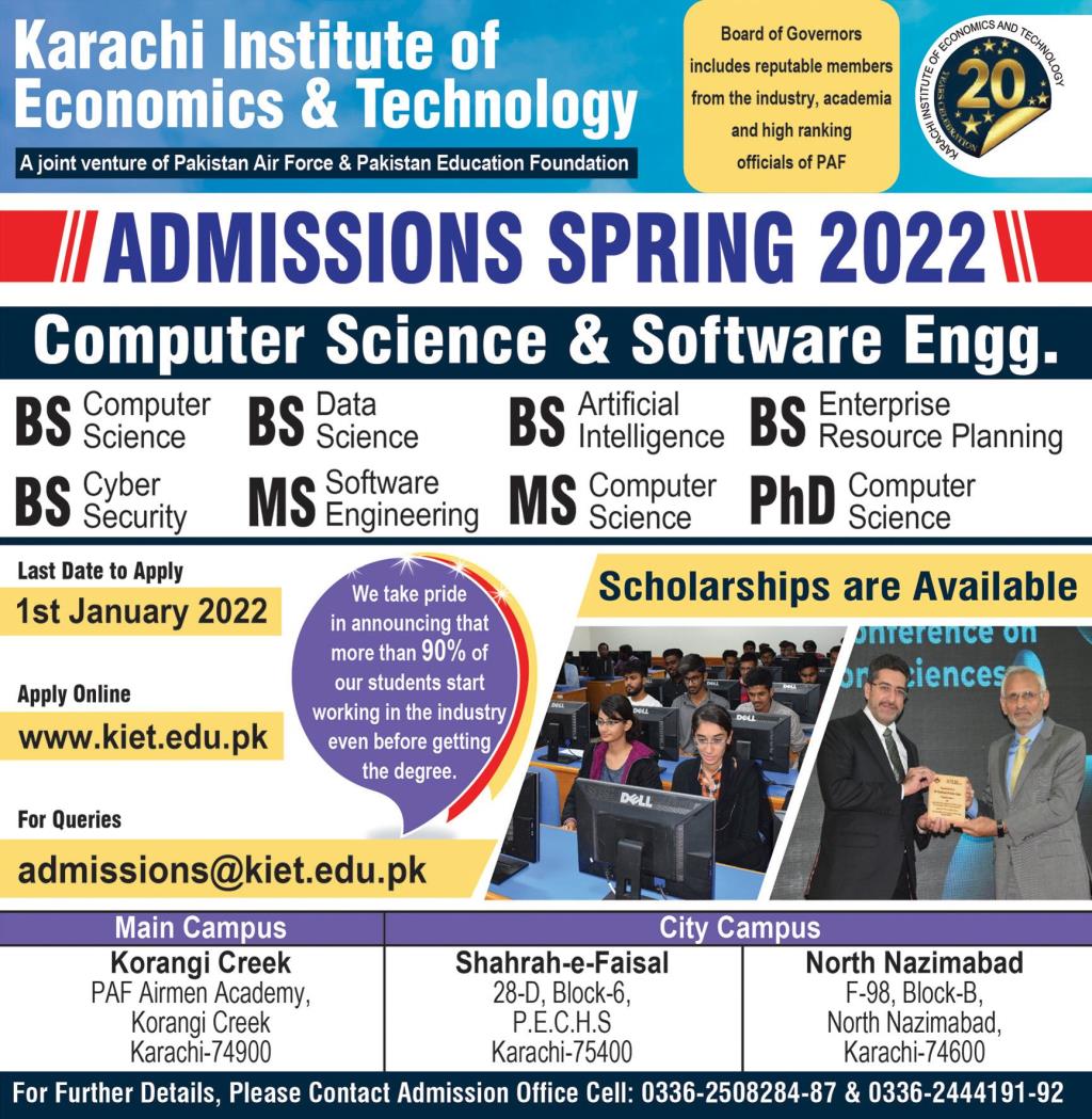 PAF KIET Karachi BS-MS-PhD Admissions 2022